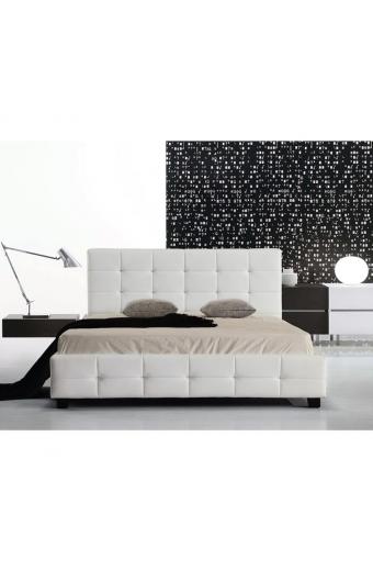 FIDEL Κρεβάτι Διπλό, για Στρώμα 150x200cm, PU Άσπρο - 158x215x107cm