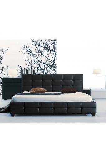 FIDEL Κρεβάτι Διπλό, για Στρώμα 150x200cm, PU Μαύρο - 158x215x107cm