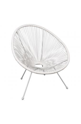 ACAPULCO Πολυθρόνα Μέταλλο Βαφή Άσπρο, Rattan Άσπρο - 73x76x89cm