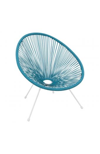 ACAPULCO Πολυθρόνα Μέταλλο Βαφή Άσπρο, Rattan Μπλε - 73x76x89cm
