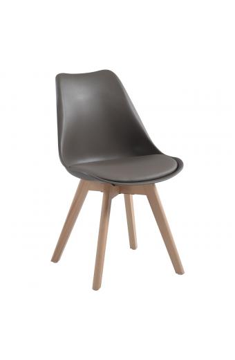 MARTIN Καρέκλα Τραπεζαρίας Metal Cross Ξύλο, PP Sand Beige, Αμοντάριστη Ταπετσαρία - 48x56x82cm