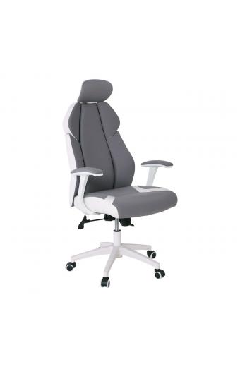 BF8300 Πολυθρόνα Γραφείου Διευθυντή, Microfiber Γκρι PU Άσπρο - 64x72x122/130cm