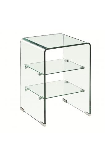 GLASSER Κομοδίνο Clear  2 Ράφια - Γυαλί 10mm / 5mm - 40x40x60cm