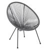 ACAPULCO Πολυθρόνα Μέταλλο Βαφή Μαύρο, Rattan Γκρι - 73x76x89cm