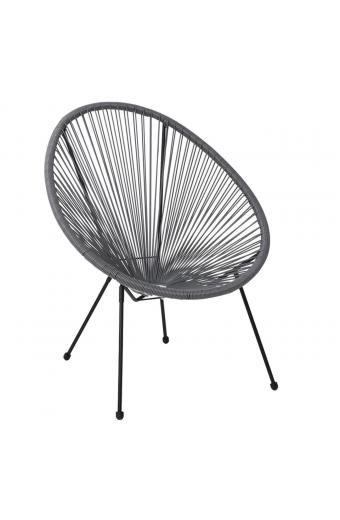 ACAPULCO Πολυθρόνα Μέταλλο Βαφή Μαύρο, Rattan Γκρι - 73x76x89cm