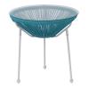 ACAPULCO Τραπεζάκι Μέταλλο Βαφή Άσπρο, Rattan Μπλε - Φ50cm H.50cm