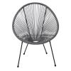 ACAPULCO Πολυθρόνα Μέταλλο Βαφή Μαύρο, Rattan Γκρι - 73x76x89cm