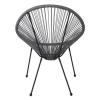 ACAPULCO Πολυθρόνα Μέταλλο Βαφή Μαύρο, Rattan Γκρι - 73x76x89cm