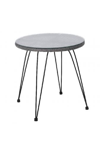 SALSA Τραπέζι Μέταλλο Βαφή Μαύρο, Wicker Γκρι - Φ52cm H.53cm
