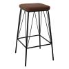 PANTON Σκαμπό BAR, Μέταλλο Βαφή Μαύρο, PU Απόχρωση Vintage Brown - 43x43x76cm