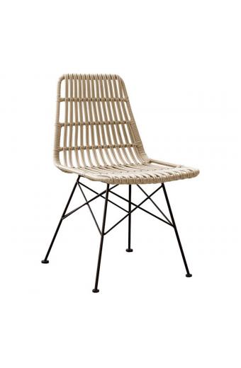 SALSA Καρέκλα Κήπου Βεράντας Μέταλλο Βαφή Μαύρο, Wicker Φυσικό - 48x59x80cm