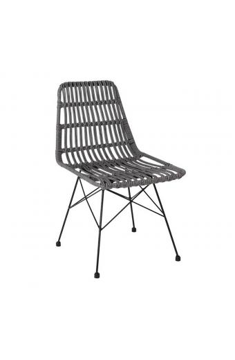 SALSA Καρέκλα Κήπου Βεράντας Μέταλλο Βαφή Μαύρο, Wicker Γκρι - 48x59x80cm
