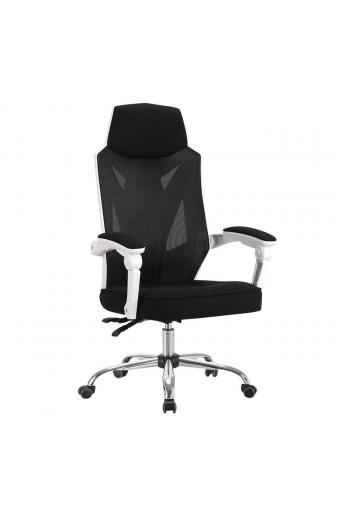 BF9450 Πολυθρόνα Relax Γραφείου Διευθυντή, Βάση Χρώμιο, PP Άσπρο, Mesh Μαύρο - 65x64x118/126cm