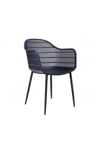 BERRY Πολυθρόνα Μέταλλο Βαφή Μαύρο, PP-UV Μαύρο - 58x58x85cm