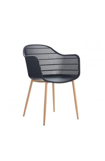 BERRY Πολυθρόνα Μέταλλο Βαφή Φυσικό, PP-UV Μαύρο - 58x58x85cm