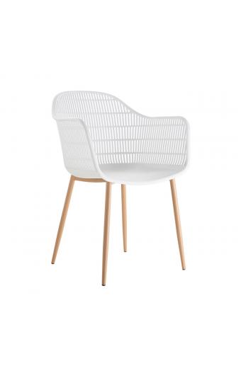 BERRY Πολυθρόνα Μέταλλο Βαφή Φυσικό, PP-UV Άσπρο - 58x58x85cm