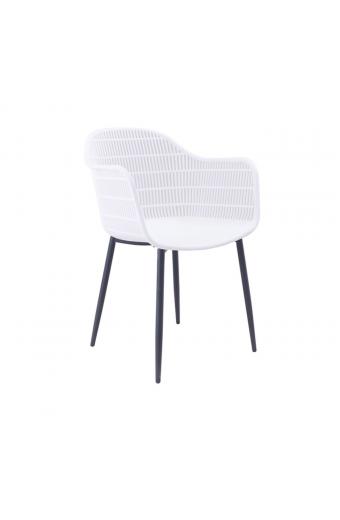 BERRY Πολυθρόνα Μέταλλο Βαφή Μαύρο, PP-UV Άσπρο - 58x58x85cm
