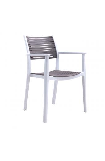 AKRON Πολυθρόνα PP-UV Άσπρο - Sand Beige - 60x55x85cm