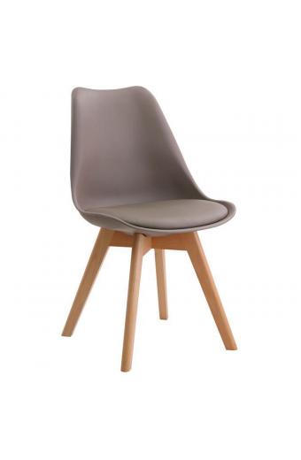 MARTIN Καρέκλα Ξύλο, PP Sand Beige Μονταρισμένη Ταπετσαρία - 49x57x82cm