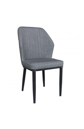 DELUX Καρέκλα Μέταλλο Βαφή Μαύρο, Linen PU Ανθρακί - 49x51x89cm