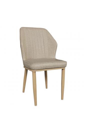 DELUX Καρέκλα Μέταλλο Βαφή Φυσικό, Linen PU Μπέζ - 49x51x89cm