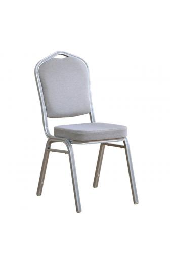 HILTON Καρέκλα Μέταλλο Βαφή Silver, Ύφασμα Γκρι - 44x55x93cm