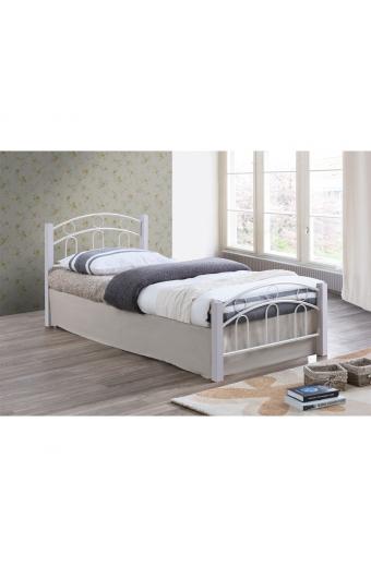 NORTON Κρεβάτι Διπλό, για Στρώμα 140x190cm, Μέταλλο Βαφή Άσπρο, Ξύλο Άσπρο - 145x201x79cm