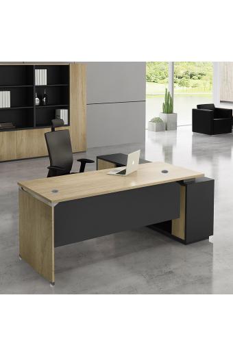 PROJECT Γραφείο Αριστερή Γωνία Απόχρωση Sonoma - Γκρι - 160x60/140x40cm H.75/65cm