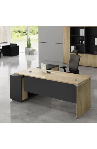 PROJECT Γραφείο Δεξιά Γωνία, Απόχρωση Sonoma - Γκρι - 160x60/140x40cm H.75/65cm