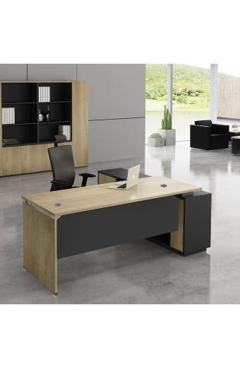 PROJECT Γραφείο Αριστερή Γωνία Απόχρωση Sonoma - Γκρι - 180x80/160x40 (H.75)cm