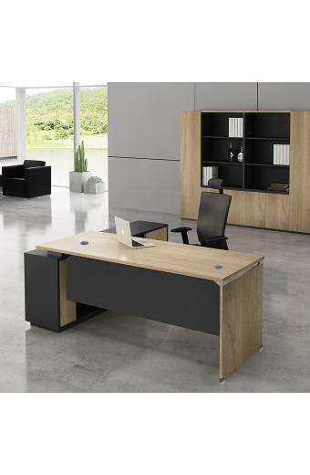 PROJECT Γραφείο Δεξιά Γωνία, Απόχρωση Sonoma - Γκρι - 180x80/160x40 (H.75)cm