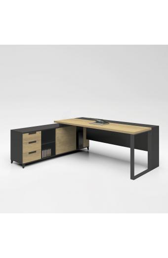 PROJECT Γραφείο Γωνία Αναστρέψιμη Απόχρωση Sonoma - Γκρι - 160x70/160x40 (H.75/63)cm