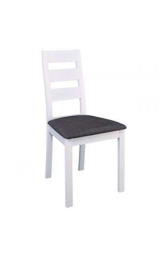 MILLER Καρέκλα Οξιά Άσπρο, Ύφασμα Γκρι - 45x52x97cm