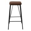 PANTON Σκαμπό BAR, Μέταλλο Βαφή Μαύρο, PU Απόχρωση Vintage Brown - 43x43x76cm