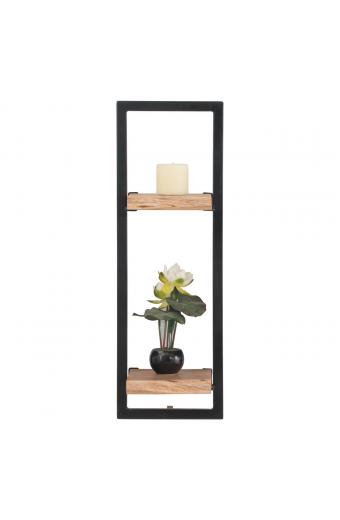 LIZARD Frame Ράφι Μέταλλο Βαφή Μαύρο, Ξύλο Ακακία Φυσικό - 20x25x75cm