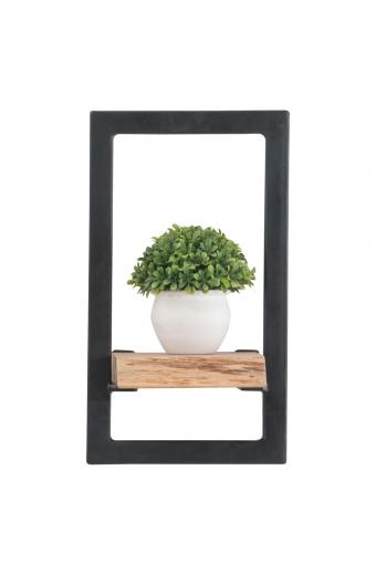 LIZARD Frame Ράφι Μέταλλο Βαφή Μαύρο, Ξύλο Ακακία Φυσικό - 20x25x35cm