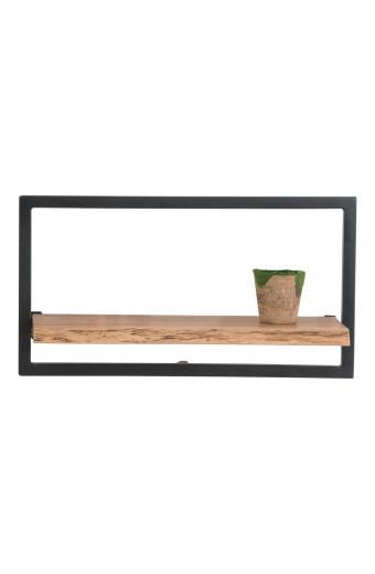 LIZARD Frame Ράφι Μέταλλο Βαφή Μαύρο, Ξύλο Ακακία Φυσικό - 65x25x35cm