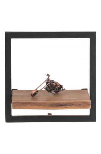 LIZARD Frame Ράφι Μέταλλο Βαφή Μαύρο, Ξύλο Ακακία Φυσικό - 35x25x35cm