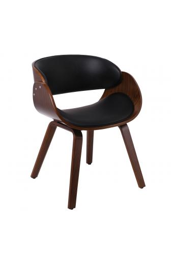 JOY-W Πολυθρόνα Τραπεζαρίας Καρυδί, Pu Μαύρο - 57x55x80cm