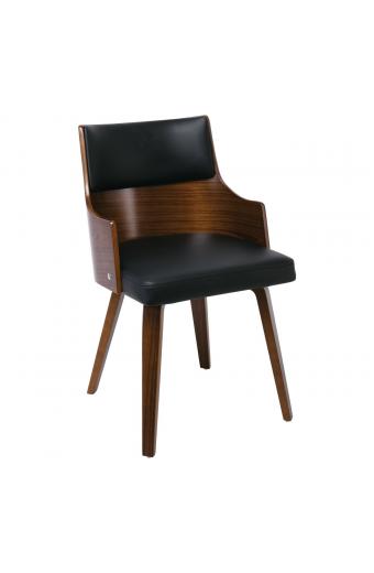 EMERSON Πολυθρόνα Καρυδί - Pu Μαύρο - 48x53x79cm