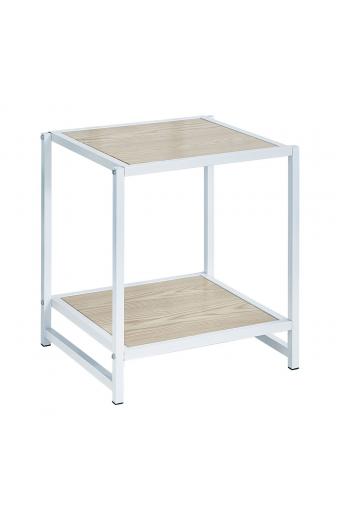 ATOS Κομοδίνο Μέταλλο Βαφή Άσπρο - Mdf Φυσικό - 48x44x50cm