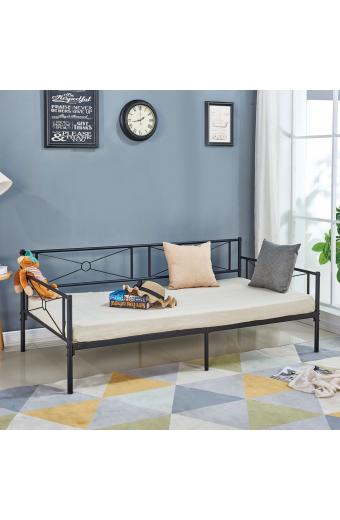 QUEEN Daybed Κρεβάτι Μέταλλο Βαφή Μαύρο - 196x95x75cm για Στρώμα 90x190