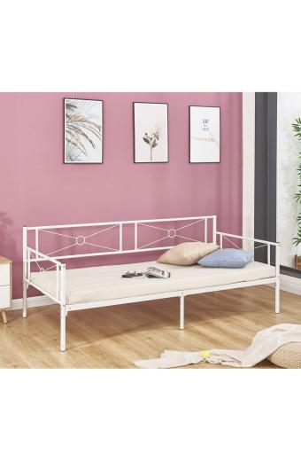 QUEEN Daybed Κρεβάτι Μέταλλο Βαφή Άσπρο - 196x95x75cm για Στρώμα 90x190