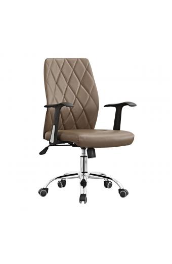 BF1450  Πολυθρόνα Διευθυντή Μέταλλο Χρώμιο - PU Cappuccino - 64x64x94/104cm