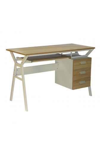 UNIT Γραφείο Η/Υ Μέταλλο Βαφή Άσπρο, Melamine Απόχρωση Sonoma - 120x54x76cm