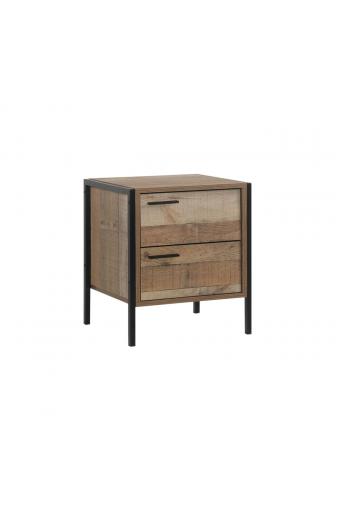 PALLET-W Κομοδίνο με 2 Συρτάρια Μέταλλο Βαφή Μαύρο - Antique Oak - 44x40x50cm