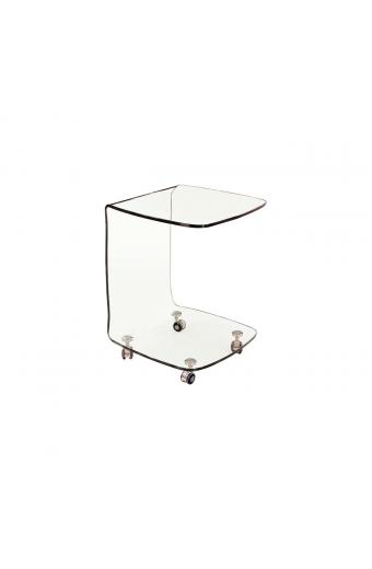 GLASSER Trolley Τραπεζάκι Βοηθητικό, Διάφανο Γυαλί 10mm - 45x45x60cm