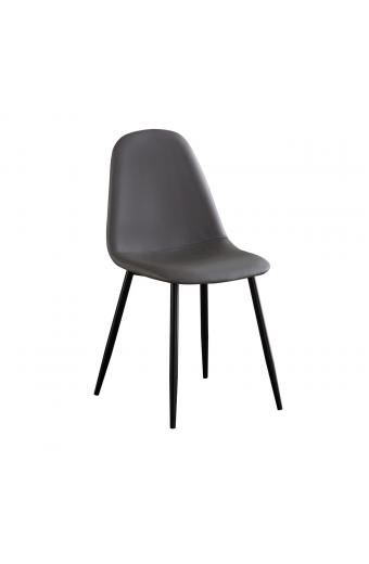 CELINA Καρέκλα Μέταλλο Βαφή Μαύρο, Pvc Γκρι - 45x54x85cm