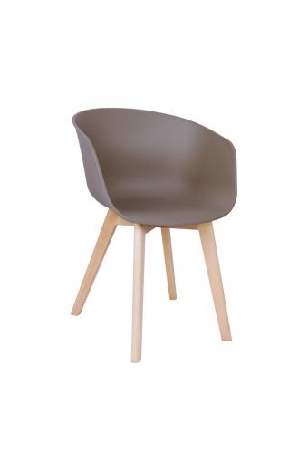 OPTIM Πολυθρόνα Ξύλινο Πόδι Οξιά Φυσικό, PP Sand Beige - 54x51x79cm