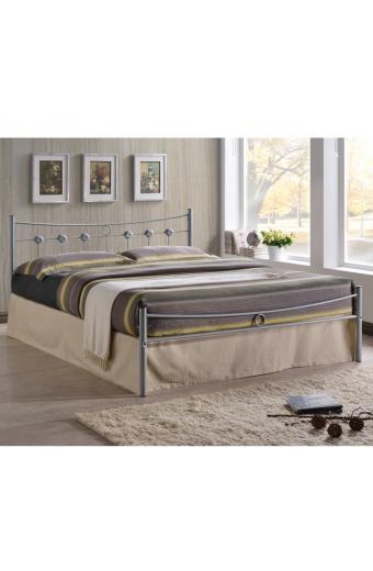 DUGAN Κρεβάτι Διπλό, για Στρώμα 140x190cm, Μέταλλο Βαφή Silver - 145x195x83cm